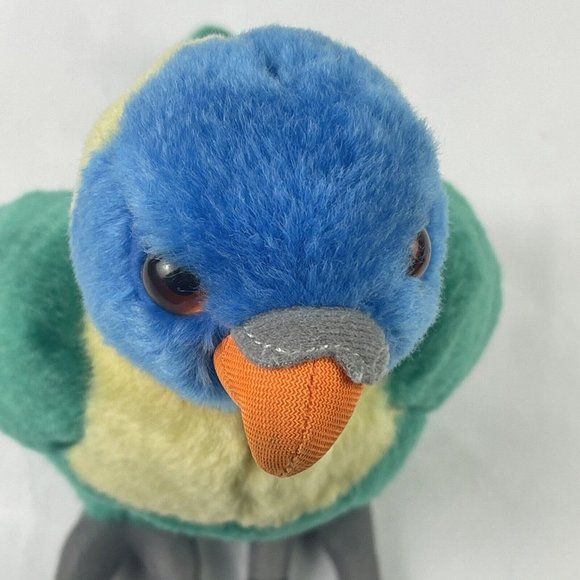 SOS Save Our Space Plush Parrot Green Blue Yellow Bird Stuffed Animal Toy 7" - Picture 6 of 9